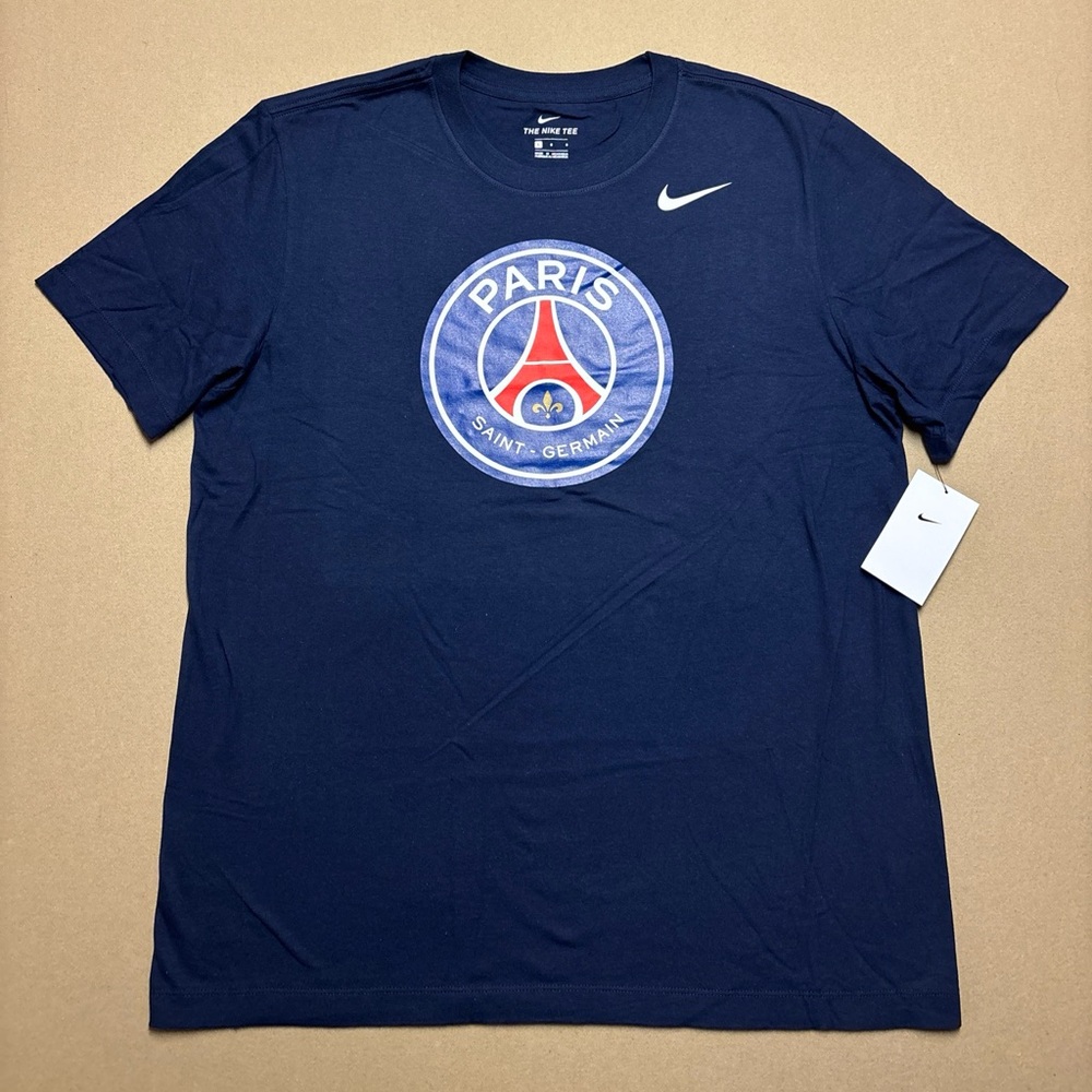 New Nike T-Shirt Men's Large Paris Saint Germain Navy Blue Soccer L Tee NWT